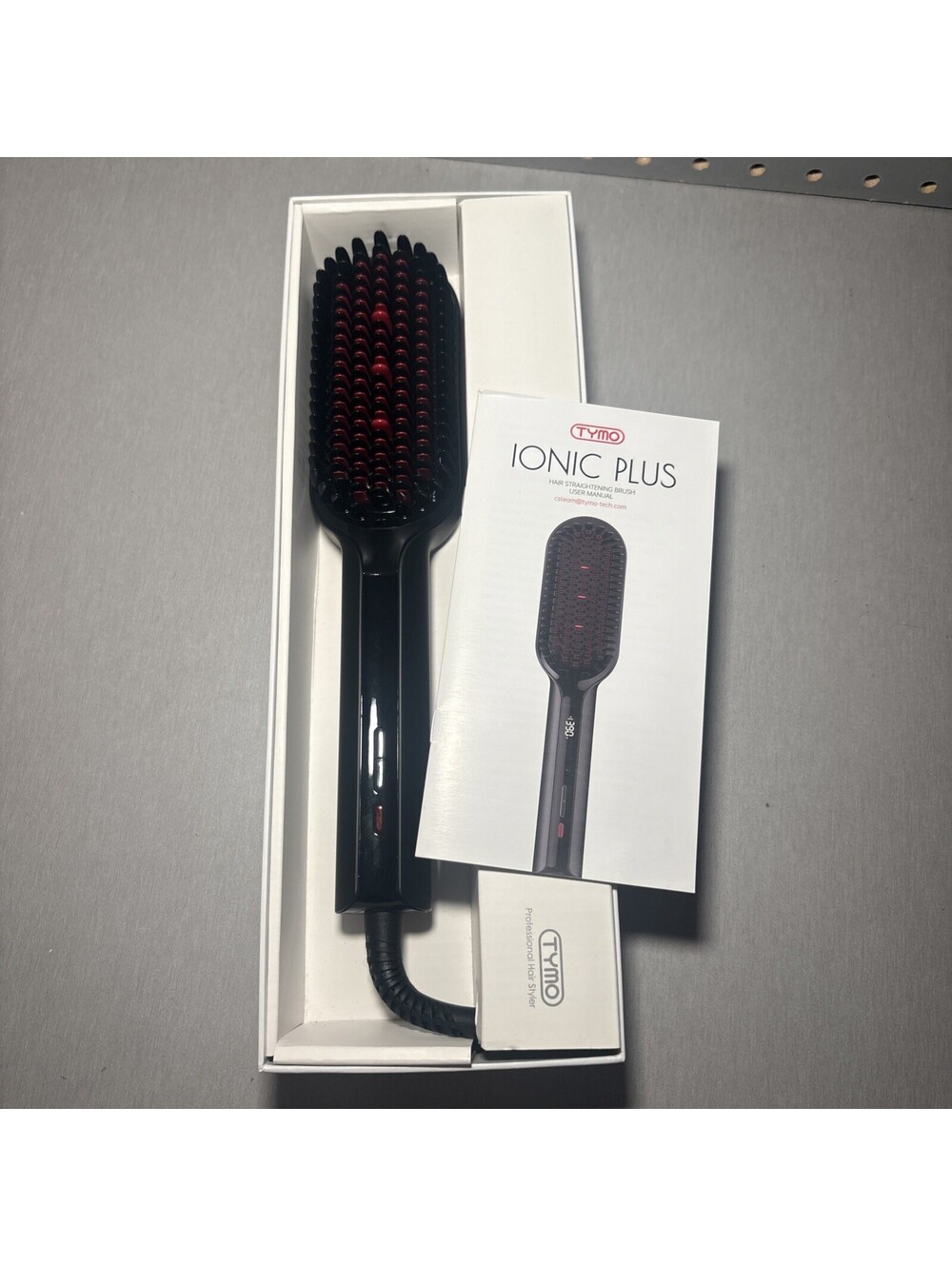 TYMO Ionic Plus Hair Straightening Brush Black Red Open Box